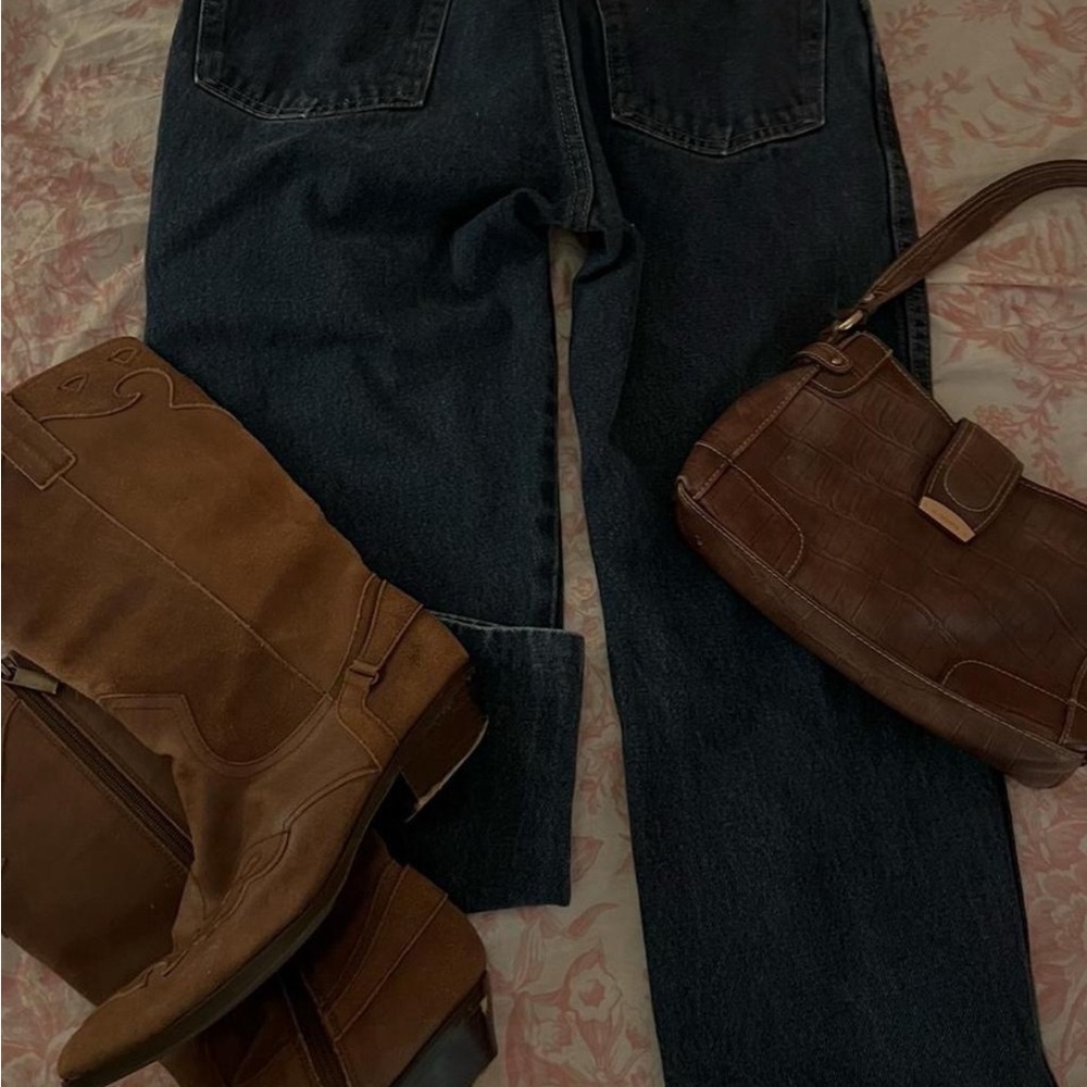 Straight leg mom blue jeans